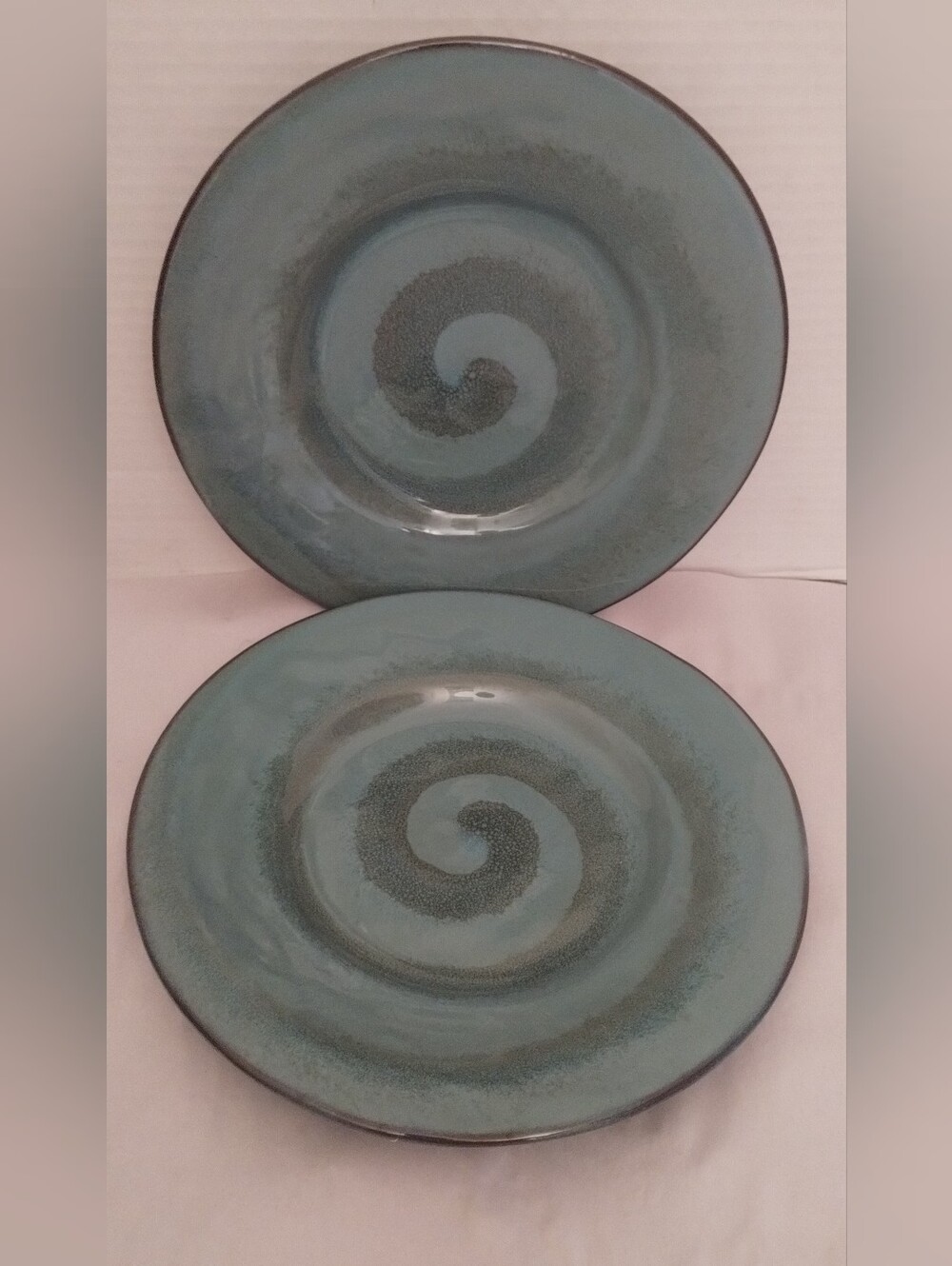 2 Sango Toren Denim Blue Stoneware Swirl Pattern Salad Plates